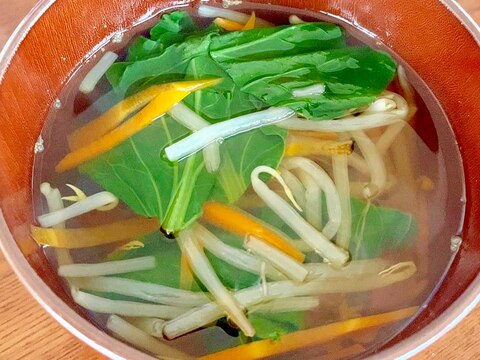 もやしと人参と小松菜の和風スープ